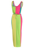 Pink Casual Print Patchwork U Neck Two Pieces