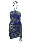 Red Sexy Solid Bandage Backless Strapless One Step Skirt Dresses