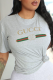 Grey Casual Street Print Patchwork O Neck T-Shirts