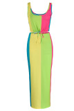 Pink Casual Print Patchwork U Neck Two Pieces
