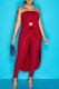 Red Fashion Sexy Print Patchwork Strapless Sleeveless Two Pieces