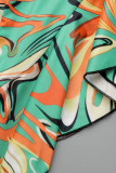 Green Fashion Sexy Print Bandage Backless Spaghetti Strap Irregular Dress