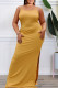 Ginger Sexy Solid Patchwork Slit Spaghetti Strap Straight Dresses