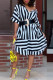 Black Fashion Casual Striped Print Patchwork Turndown Collar Shirt Dress (Without Belt)