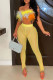 Yellow Sexy Solid Patchwork See-through Feathers Spaghetti Strap Sleeveless Two Pieces