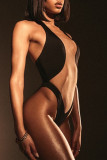 Black Fashion Sexy Solid Patchwork See-through Backless Swimwears