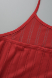 Red Sexy Solid Patchwork Spaghetti Strap Pencil Skirt Dresses