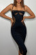 Black Sexy Solid Patchwork Spaghetti Strap One Step Skirt Dresses