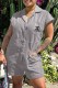 Grey Fashion Casual Print Letter Turndown Collar Rompers