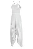 Milky Casual Solid Patchwork Fold O Neck Sleeveless Two Pieces