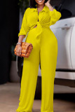 Pink Casual Solid Patchwork Buckle Turndown Collar Long Sleeve Two Pieces