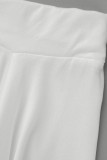 Milky Casual Solid Patchwork Fold O Neck Sleeveless Two Pieces