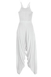 Milky Casual Solid Patchwork Fold O Neck Sleeveless Two Pieces