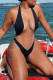 Black Fashion Sexy Solid Patchwork See-through Backless Swimwears