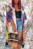Colour Fashion Print Leopard Patchwork Hooded Collar Tops