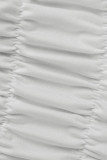 Milky Casual Solid Patchwork Fold O Neck Sleeveless Two Pieces