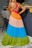 Red Fashion Solid Flounce Halter Straight Dresses