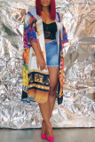 Colour Fashion Print Leopard Patchwork Hooded Collar Tops
