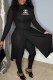 Black Fashion Casual Print Patchwork Letter O Neck Long Sleeve Two Pieces
