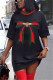 Black Fashion Casual Regular Sleeve Short Sleeve O Neck Printed Dress Mini Print Dresses