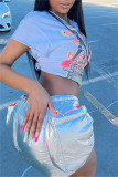 Silver Fashion Sexy Solid Patchwork Regular High Waist Conventional Solid Color Bottoms