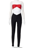 Black Sexy Solid Hollowed Out Patchwork Strapless Skinny Jumpsuits