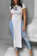 White Fashion Elegant Print Letter O Neck T-Shirts