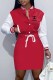 Red Fashion Casual Print Patchwork Letter Mandarin Collar One Step Skirt Dresses