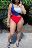 Multicolor Fashion Sexy Solid Hollowed Out Patchwork Backless Swimwears