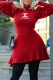 Red Fashion Street Print Letter Turtleneck A Line Dresses