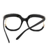 Black Fashion Casual Patchwork Rhinestone Sunglasses