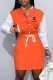 Orange Fashion Casual Print Patchwork Letter Mandarin Collar One Step Skirt Dresses