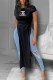 Black Fashion Elegant Print Letter O Neck T-Shirts