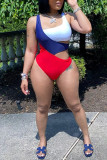 Multicolor Fashion Sexy Solid Hollowed Out Patchwork Backless Swimwears