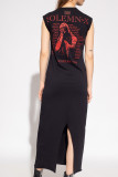 Black Casual Street Print Patchwork O Neck Straight Dresses