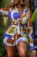 Brown Fashion Casual Print Bandage V Neck Long Sleeve Two Pieces