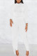 White Fashion Casual Solid Tassel Patchwork O Neck Long Sleeve Two Pieces