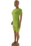 Pink Fashion Casual Solid Patchwork O Neck Short Sleeve Two Pieces