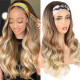 Light Khaki Fashion Casual Gradual Change Patchwork Wigs  (Without Headscarf)