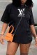 Black Fashion Casual Print Letter O Neck T-Shirts