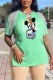 Green Fashion Casual Character Tassel V Neck T-Shirts