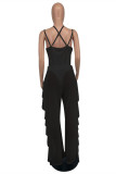 Purple Fashion Sexy Solid Hollowed Out Backless Halter Sleeveless Two Pieces