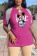 Pink Fashion Casual Character Tassel V Neck T-Shirts