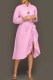 Pink Fashion Celebrities Print Patchwork Fold O Neck Long Sleeve Two Pieces