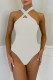 White Sexy Casual Living Solid Backless V Neck Skinny Romper