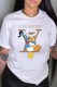 White Fashion Casual Character Letter O Neck T-Shirts