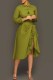 Green Fashion Celebrities Print Patchwork Fold O Neck Long Sleeve Two Pieces