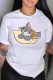White Fashion Casual Character Patchwork O Neck T-Shirts
