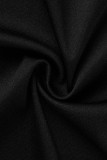 Black Fashion Sexy Solid Tassel Bandage Patchwork V Neck Short Sleeve Two Pieces