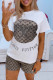 Brown Fashion Casual Print Letter O Neck Short Sleeve Two Pieces